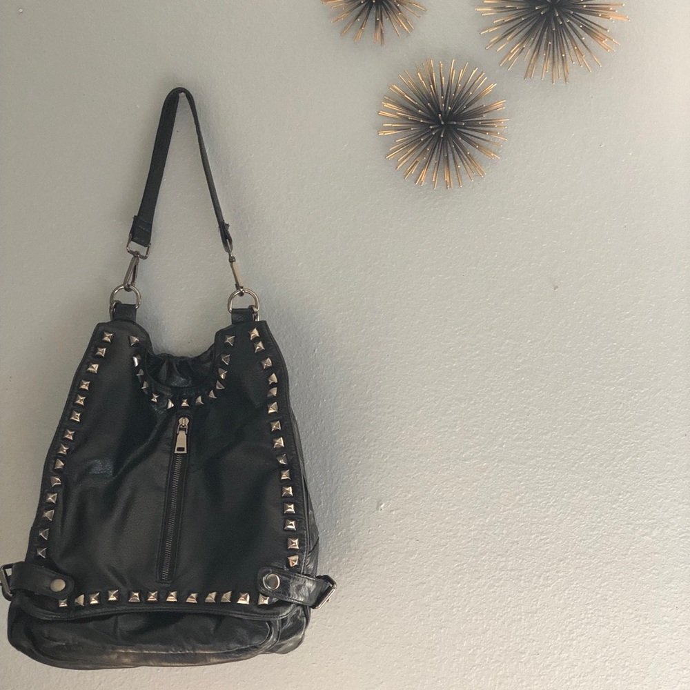 Black studded travel bag